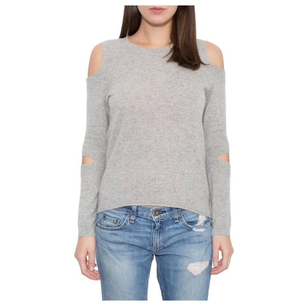 Generation Love Small Rosie Cashmere Cold Shoulder Sweater Top Gray Long Sleeves